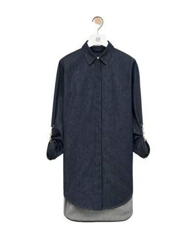 LOEWE LOEWE CHAIN-DETAILED DENIM SHIRT DRESS