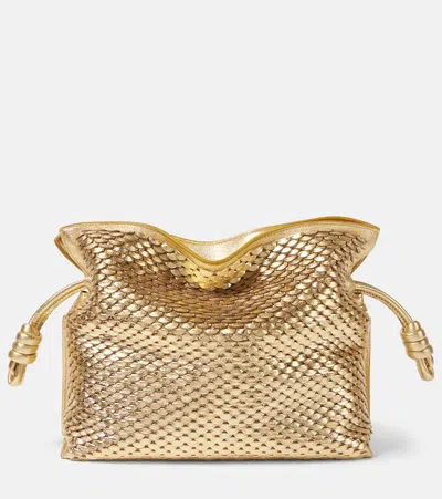 LOEWE FLAMENCO SMALL METALLIC LEATHER CLUTCH