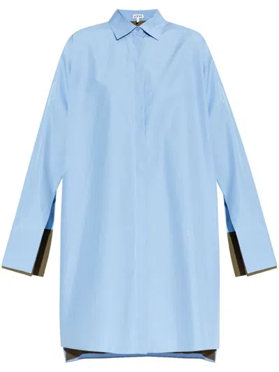 LOEWE LOGO-EMBROIDERED COTTON SHIRT DRESS