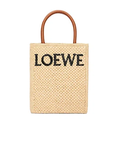 LOEWE LOEWE LOGO DETAILED WOVEN MINI TOTE BAG