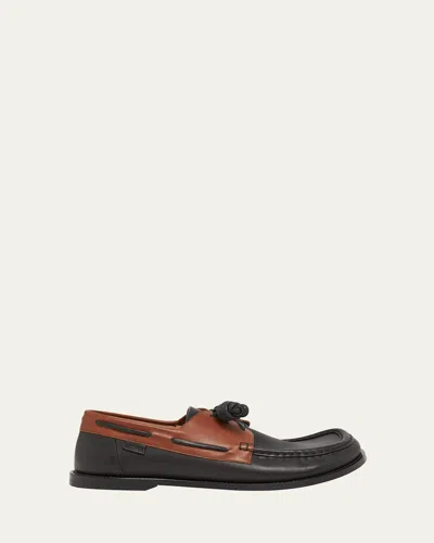 LOEWE MEN'S CAMPO SOFT CALFSKIN BOAT SHOES