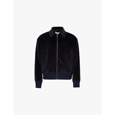 LOEWE MENS DARK NAVY BLUE CORDUROY REGULAR-FIT COTTON BOMBER JACKET