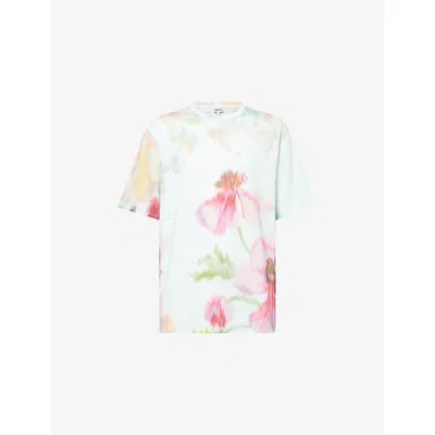 LOEWE MENS LIGHT BLUE/MULTICOLOR PRINTED RELAXED-FIT COTTON-JERSEY T-SHIRT