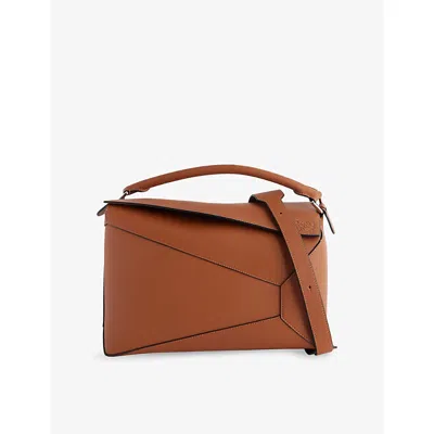 LOEWE MENS TAN PUZZLE EDGE LARGE LEATHER CROSS-BODY BAG