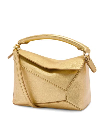 LOEWE MINI METALLIC LEATHER PUZZLE TOP-HANDLE BAG