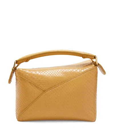 LOEWE MINI SNAKESKIN PUZZLE EDGE TOP-HANDLE BAG