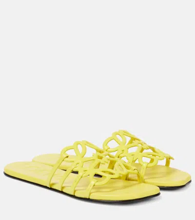 LOEWE PAULA'S IBIZA PETAL ANAGRAM LEATHER SLIDES