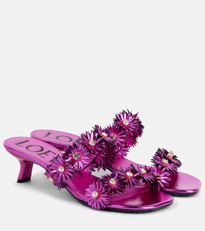 LOEWE PAULA'S IBIZA PETAL FLOWER LEATHER SANDALS