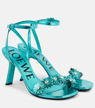 LOEWE PAULA'S IBIZA PETAL FLOWER LEATHER SANDALS