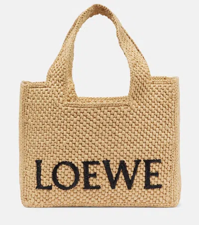 LOEWE PAULA'S IBIZA SMALL LOGO RAFFIA TOTE BAG