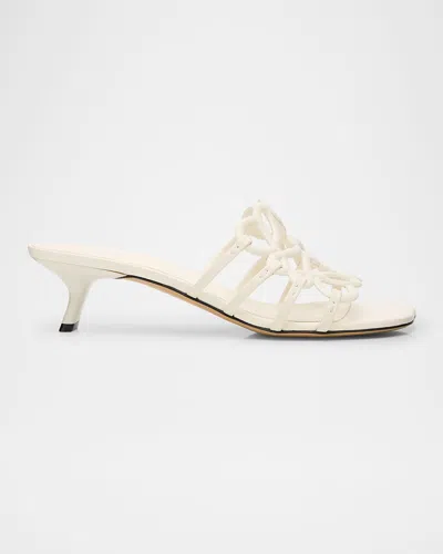 LOEWE PETAL ANAGRAM LEATHER CAGED MULE SANDALS