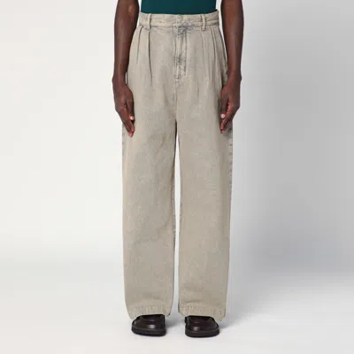 LOEWE LOEWE PLEATED SAND-COLOURED DENIM PANTS