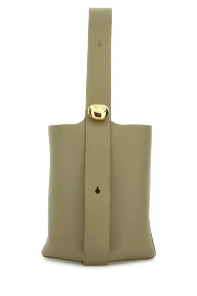 LOEWE SAGE GREEN LEATHER MEDIUM PEBBLE BUCKET BAG