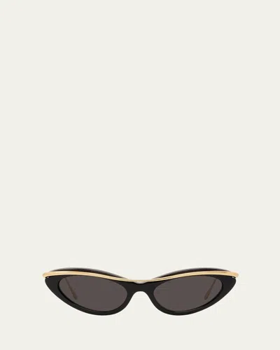LOEWE SIGNATURE ACETATE & METAL CAT-EYE SUNGLASSES