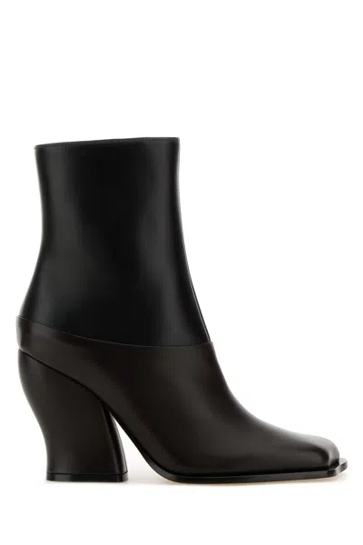 LOEWE TWO-TONE LEATHER ONDA ANKLE BOOTS