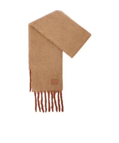 LOEWE LOEWE LOGO-PATCH FRINGED SCARF