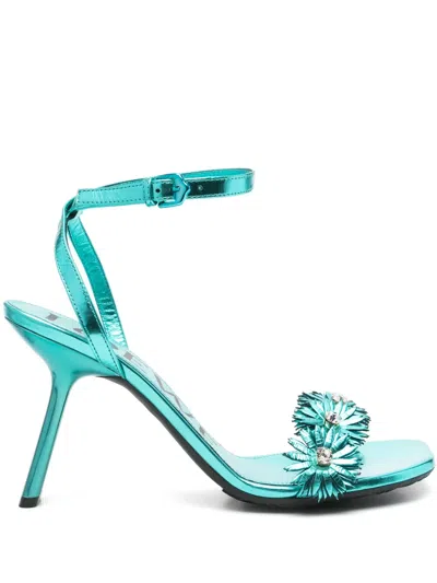 LOEWE X PAULA'S IBIZA 100MM FLORAL-APPLIQUÉ SANDALS