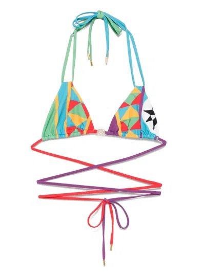 LOEWE X PAULA'S IBIZA GEOMETRIC-PRINT BIKINI TOP
