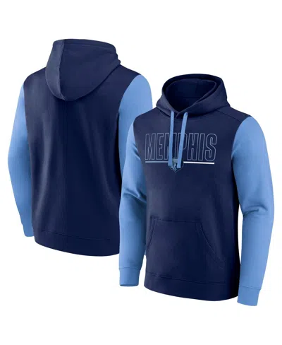 LOGO ATHLETIC MEN'S NAVY MEMPHIS GRIZZLIES OUTLINE COLORBLOCK PULLOVER HOODIE