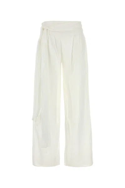 LOIS WHITE VISCOSE BLEND SAGE WIDE-LEG PANT
