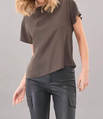 LOLA AND SOPHIE DROP SHOULDER HYBRID T-SHIRT IN MOSS