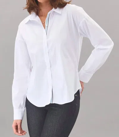 LOLA AND SOPHIE STRETCH POPLIN RIBBON SHIRT IN WHITE