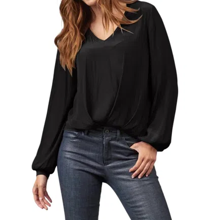 LOLA AND SOPHIE V NECK PLEATED BAND TOP IN BLACK
