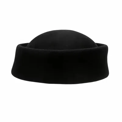 LONDON ATELIER BYPRODUCT WOMEN'S BLACK WOOL PILLBOX HAT