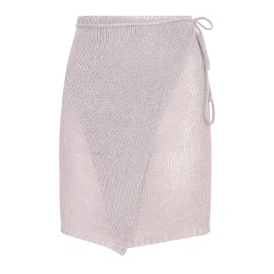 LONDON ATELIER BYPRODUCT WOMEN'S GREY WRAP KNITTED APRON SKIRT