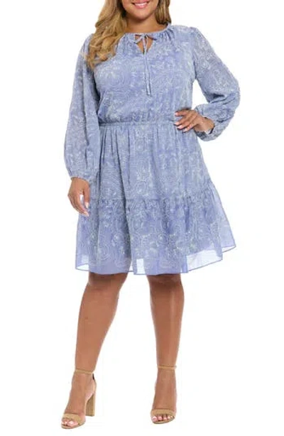 LONDON TIMES LONDON TIMES FLORAL EMBROIDERED LONG SLEEVE DRESS