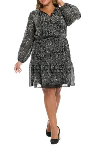 LONDON TIMES LONDON TIMES FLORAL EMBROIDERED LONG SLEEVE DRESS