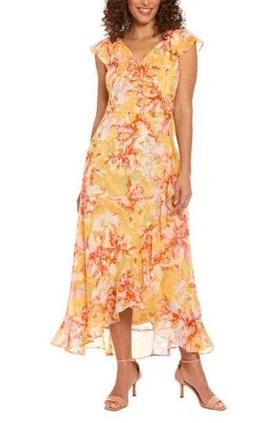 LONDON TIMES LONDON TIMES FLORAL RUFFLE MAXI DRESS