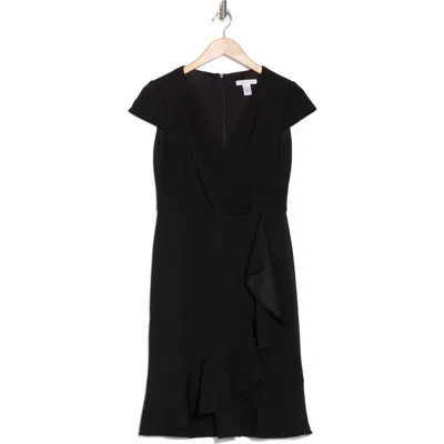 LONDON TIMES LONDON TIMES RUFFLE CAP SLEEVE SCUBA DRESS