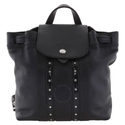LONGCHAMP LONGCHAMP BLACK LE PLIAGE CUIR BACKPACK