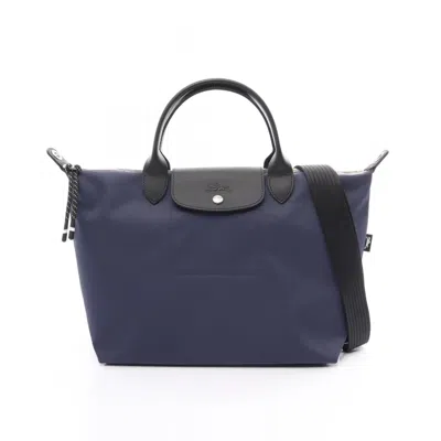 LONGCHAMP LE PLIAGE NAVY LEATHER POLYAMIDE HANDBAG