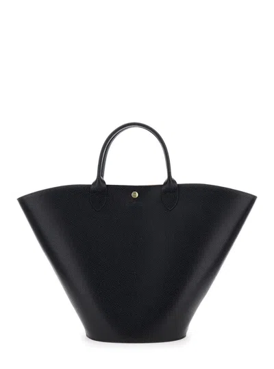 LONGCHAMP 'XL ÉPURE' BLACK HANDBAG WITH ENGRAVED LOGO