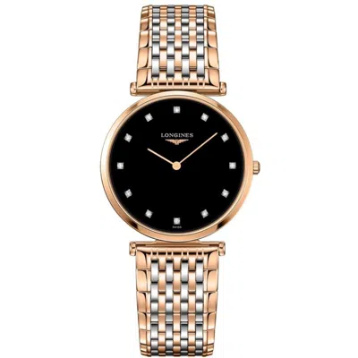 LONGINES LA GRANDE CLASSIQUE QUARTZ BLACK DIAMOND DIAL STAINLESS STEEL WOMEN'S WATCH L4.709.1.57.7