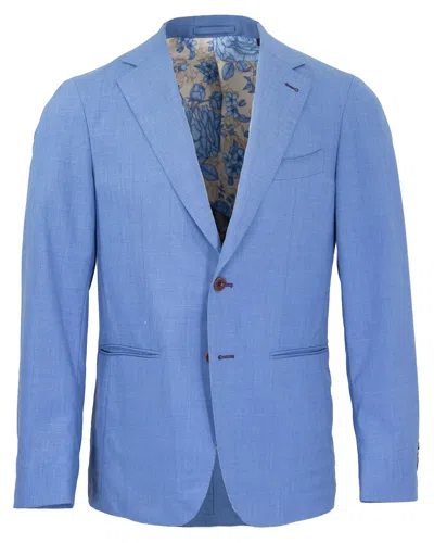 LORDS OF HARLECH MEN'S BLUE JUDD HALF LINED TAILORED WOOL BLAZER - OCEAN