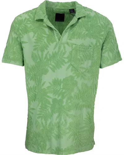 LORDS OF HARLECH MEN'S GREEN JOHNNY FARM FLORAL TOWEL POLO - CLOVER