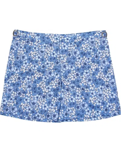 LORDS OF HARLECH MEN'S NEPTUNE DENSE FLORAL TAILORED SWIM SHORT - BLUE