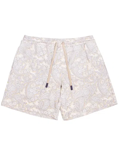 LORDS OF HARLECH MEN'S NEUTRALS SILUS PAISLEY ROMANCE INTERLOCK SHORTS - IVORY