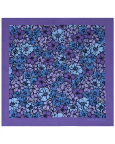 LORDS OF HARLECH MEN'S PURPLE HUDSON DENSE FLORAL MERINO HANDKERCHIEF  POCKET SQUARE - LAVENDER