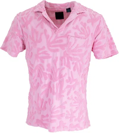 LORDS OF HARLECH MEN'S JOHNNY CORAL TOWEL POLO SHIRT - PINK