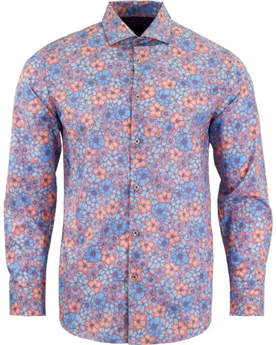 LORDS OF HARLECH MEN'S NICOLI DENSE FLORAL COTTON SHIRT - PINK