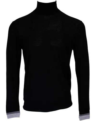 LORDS OF HARLECH MEN'S RONALD MERINO TURTLENECK SWEATER - BLACK
