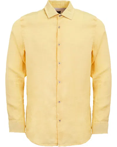 LORDS OF HARLECH MEN'S YELLOW LAURENT LINEN SHIRT - MELLOW