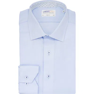 LORENZO UOMO LORENZO UOMO TRIM FIT BASKETWEAVE COTTON DRESS SHIRT