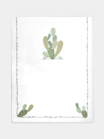LORETTA CAPONI CACTUS HAND-EMBROIDERED LINEN TABLE RUNNER (59IN/1.5M)