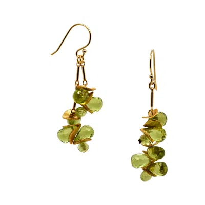 LORI KAPLAN DESIGN WOMEN'S GOLD / GREEN SIGNATURE PERIDOT GOLD EARRINGS