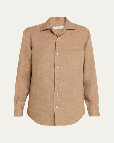 LORO PIANA ANDRE BUTTON DOWN LINEN SOLAIRE SHIRT